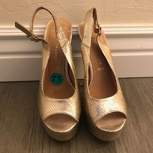 Gold platform heels